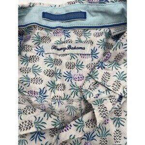 Tommy Bahama Shirt Men's‎ White Hawaiian Pineapple Button Up Large